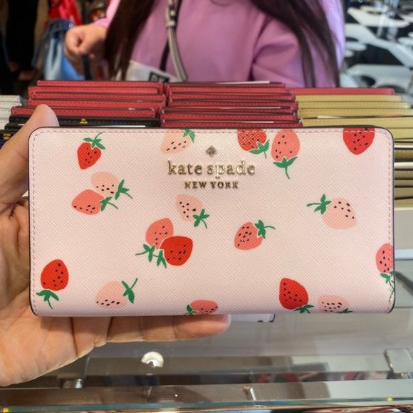 kate spade Handbags - Staci wild strawberries large slim snap wallet